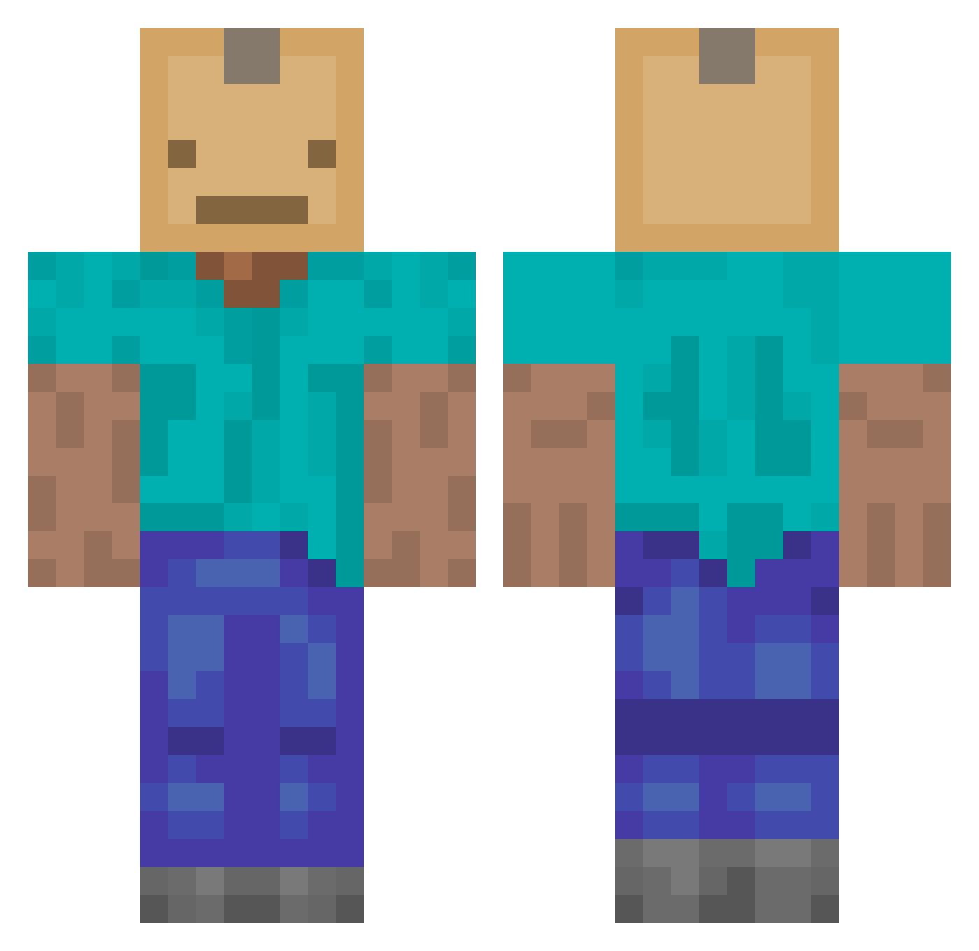 Dolox Minecraft skin, front and back view