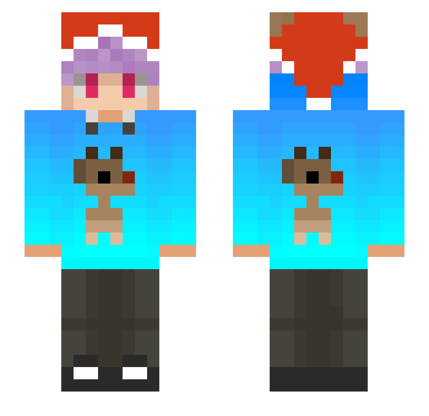 luddrox Minecraft skin, front and back view