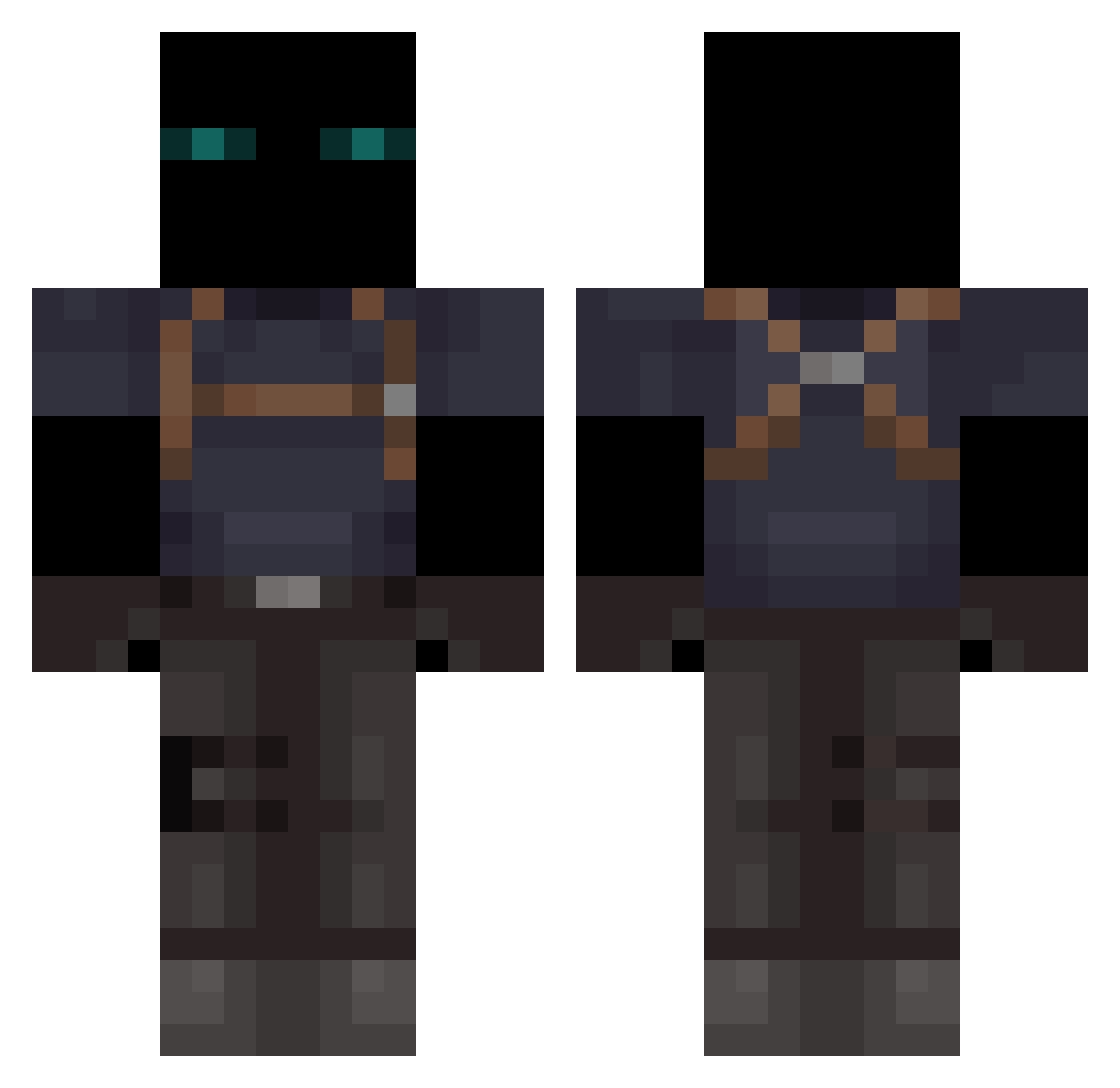 R_0okie Minecraft skin, front and back view