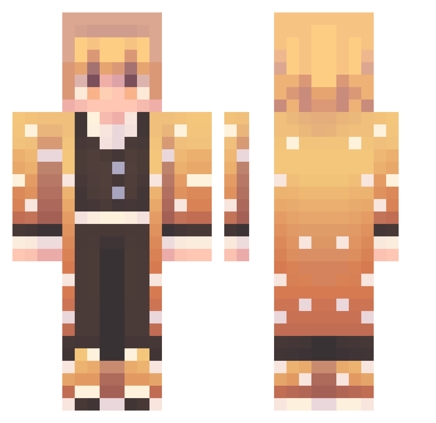 Zivspi Minecraft skin, front and back view
