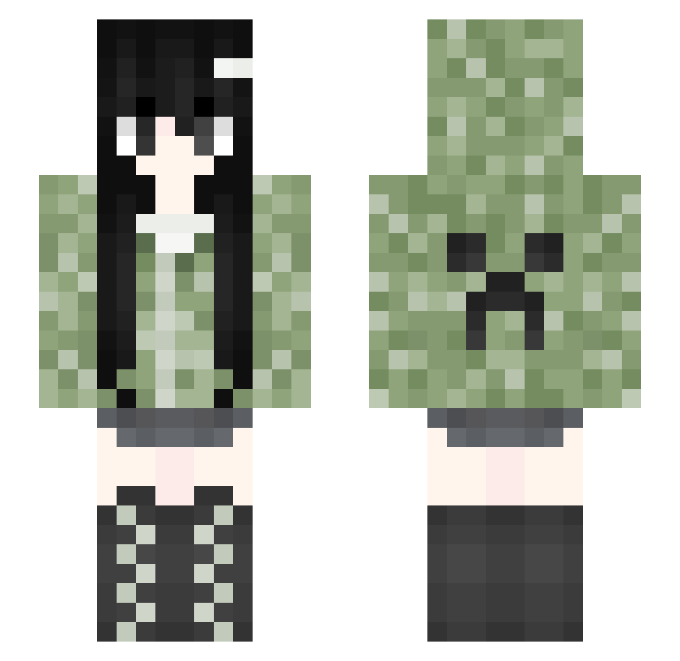slepyvivi Minecraft skin, front and back view