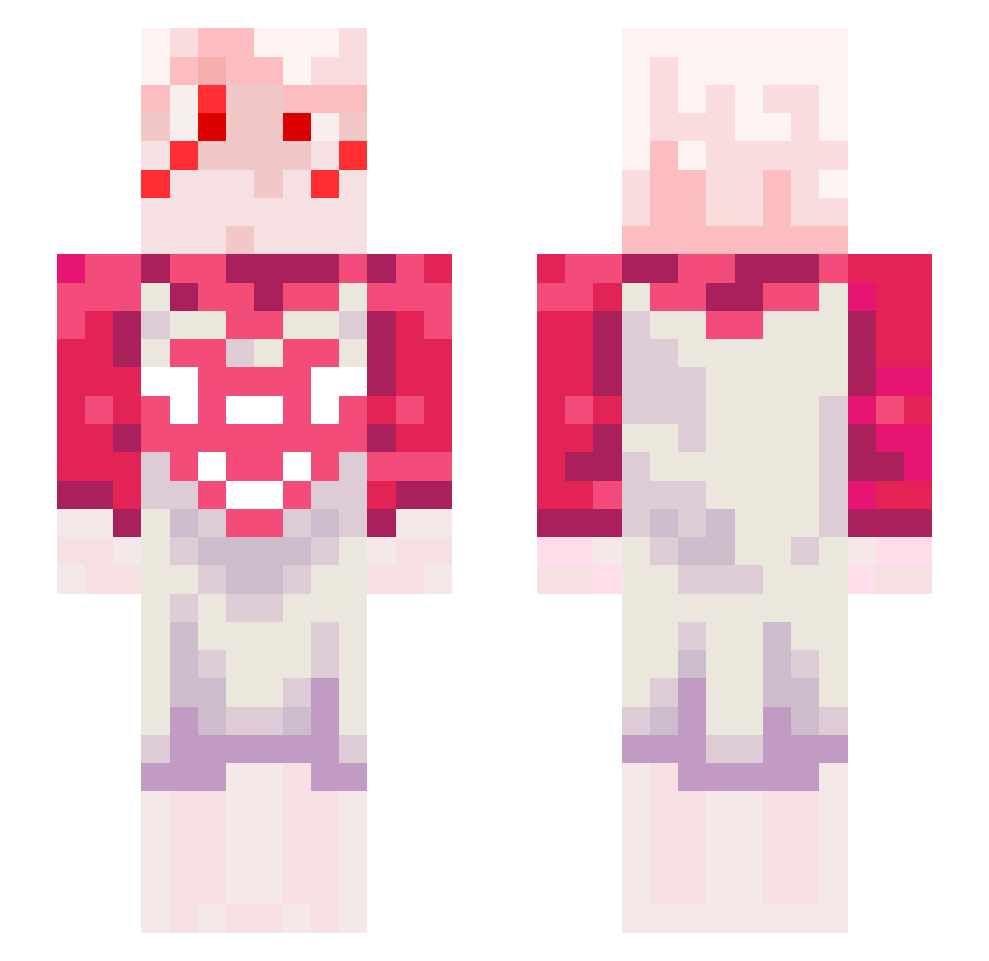 Skimrae Minecraft skin, front and back view