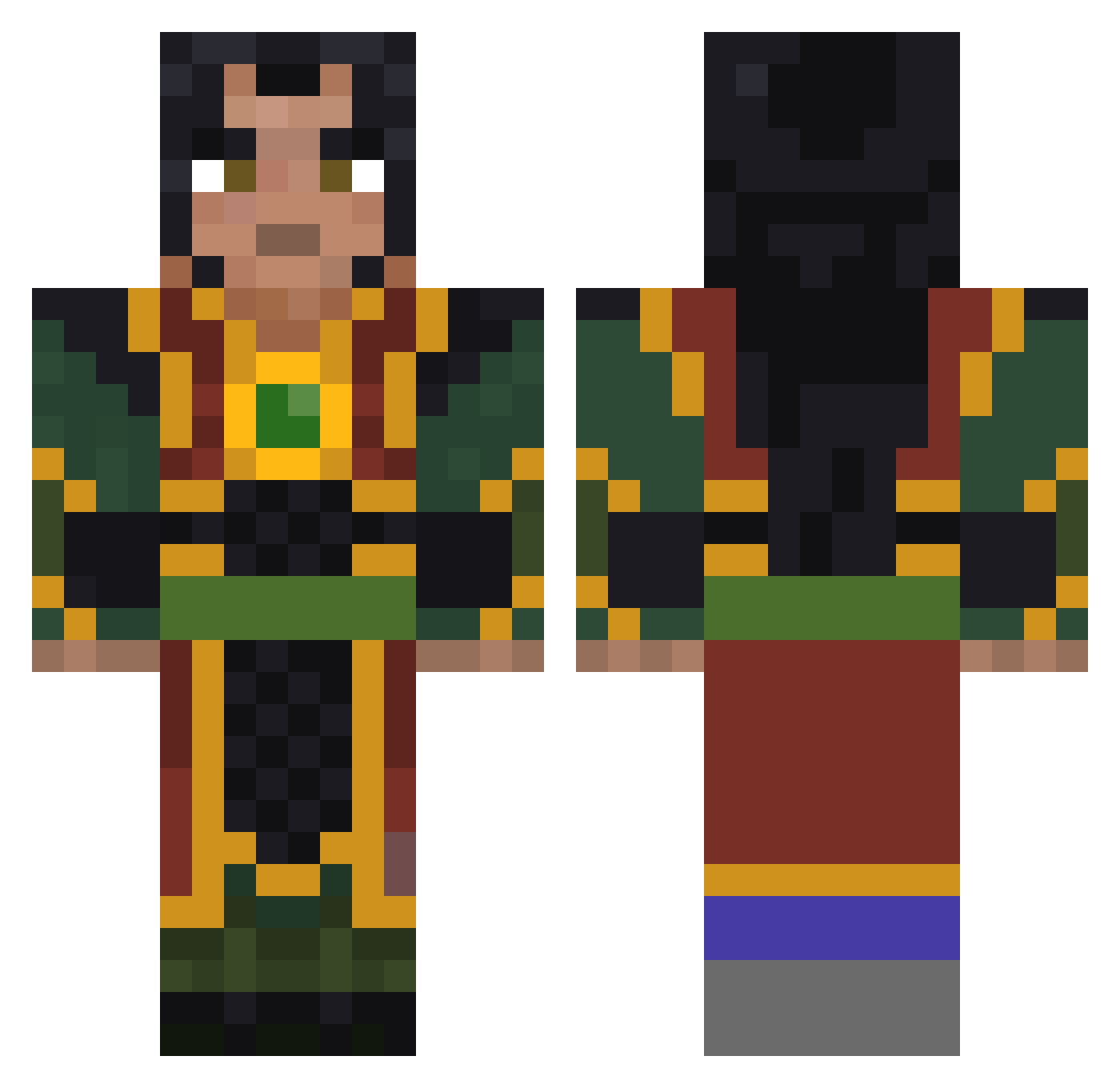 zhiin Minecraft skin, front and back view