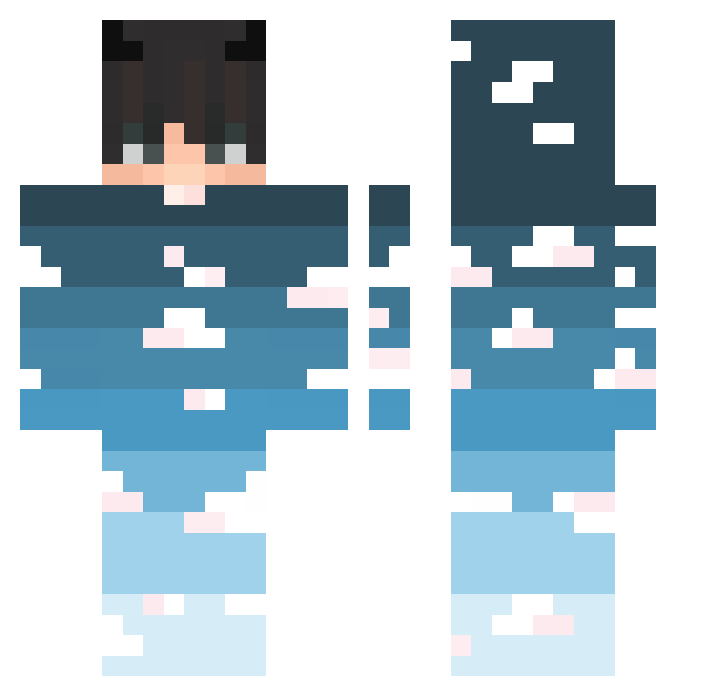 Icarium666 Minecraft skin, front and back view