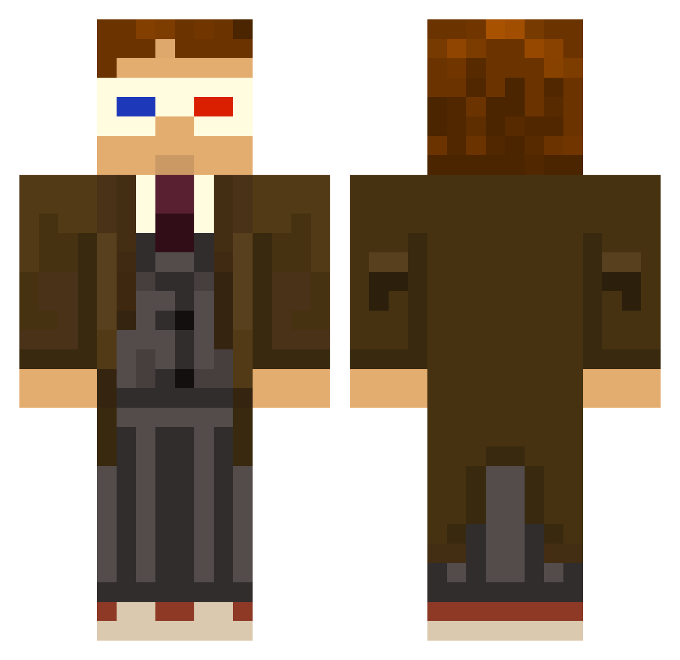 fireback Minecraft skin, front and back view