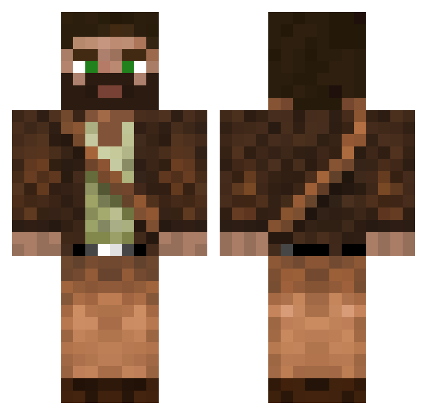 DisDoodEatFood Minecraft skin, front and back view
