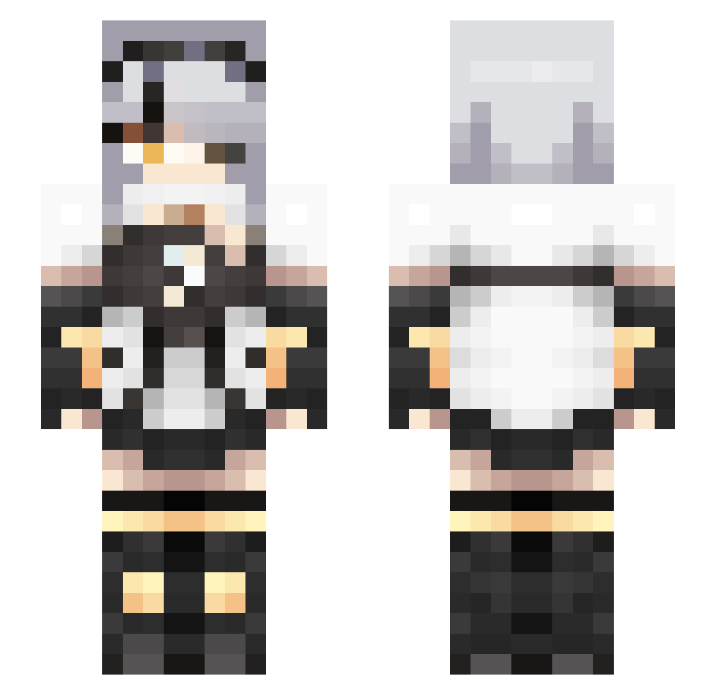 MoemMoe Minecraft skin, front and back view