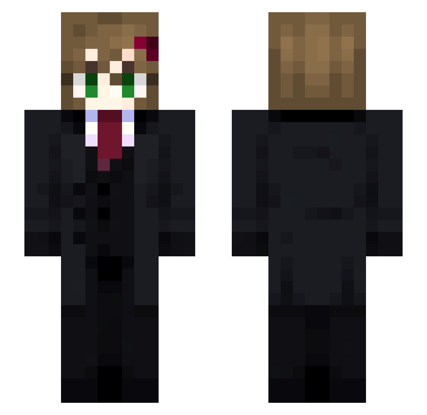 Tsarvv Minecraft skin, front and back view