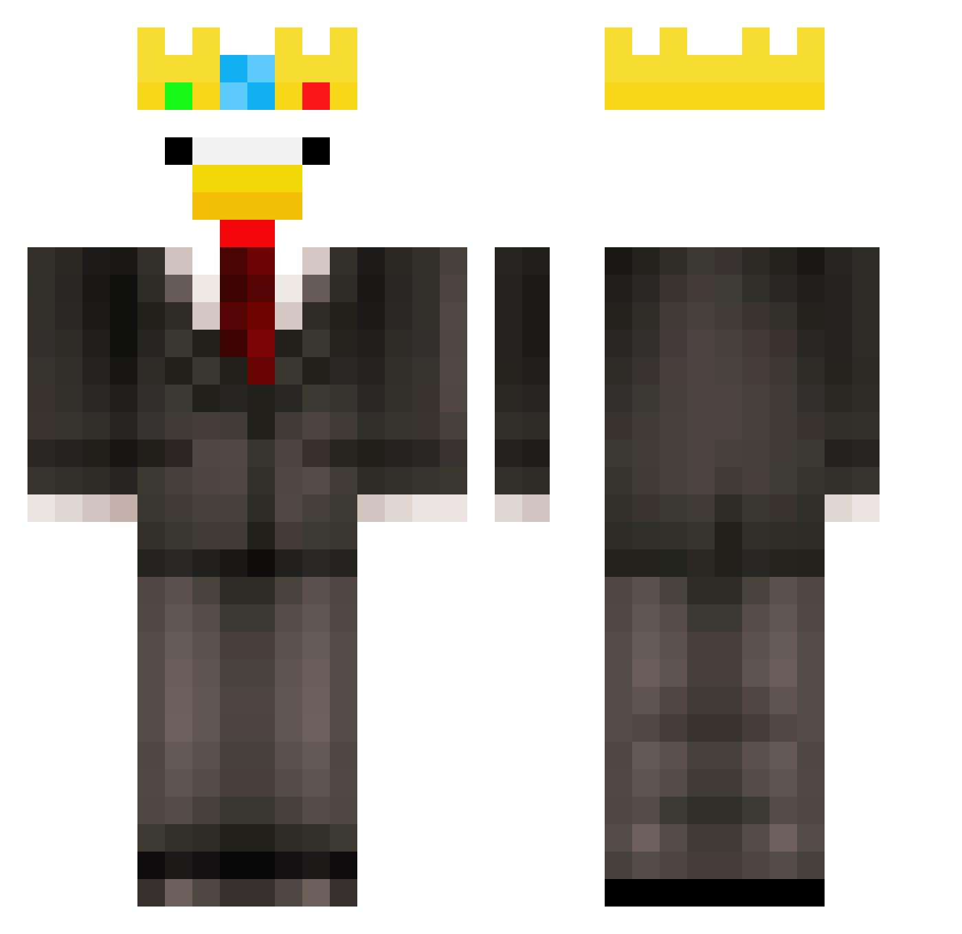 GameChicken01 Minecraft skin, front and back view