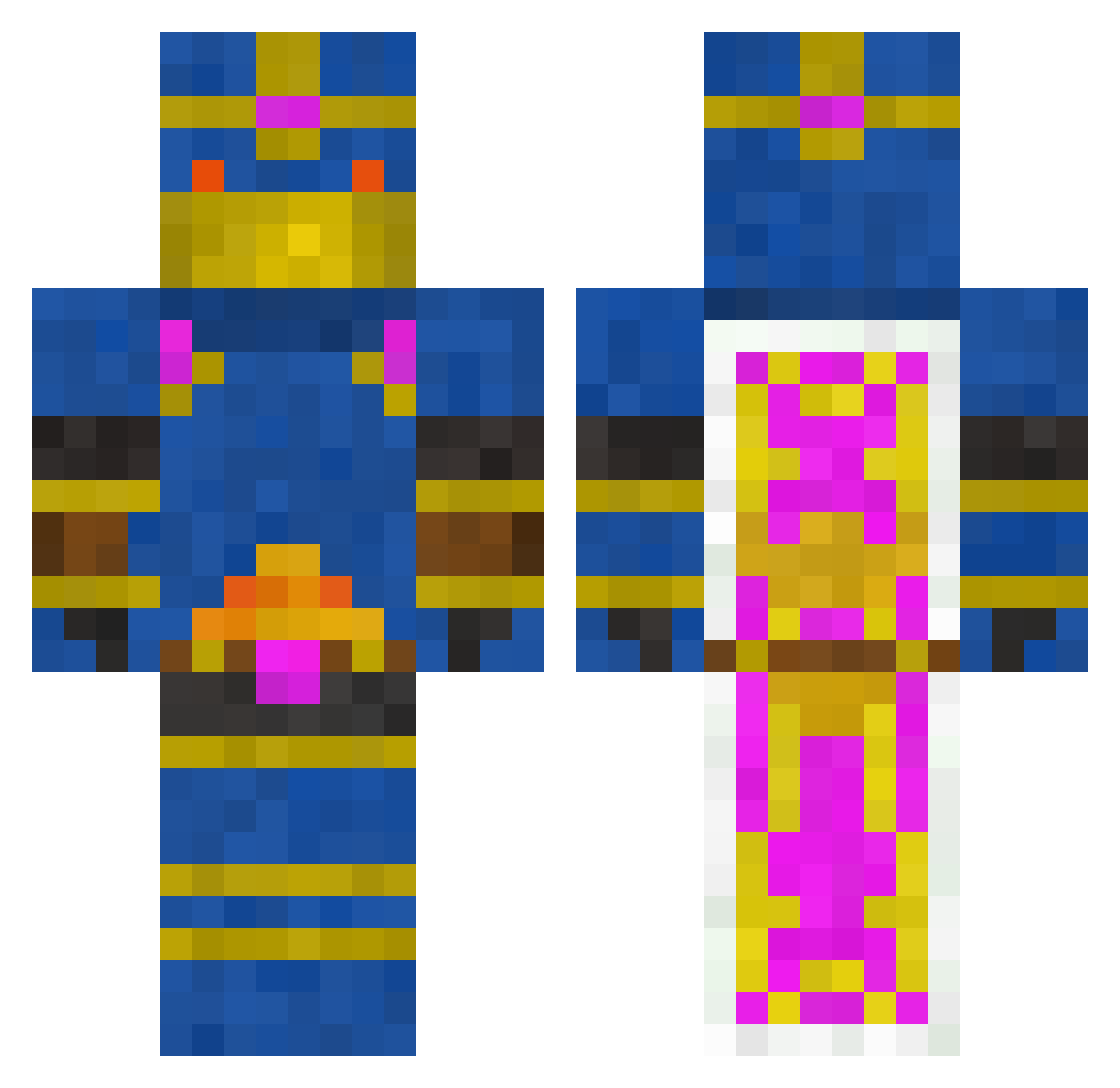 BOMBKONG Minecraft skin, front and back view