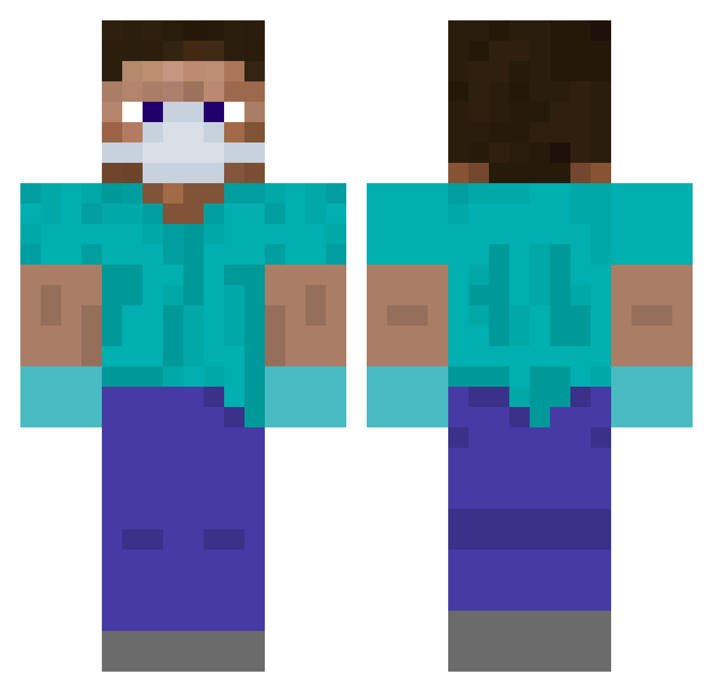 marcoins Minecraft skin, front and back view
