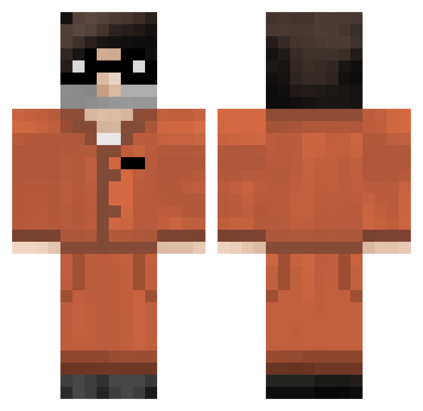 Squirters Minecraft skin, front and back view