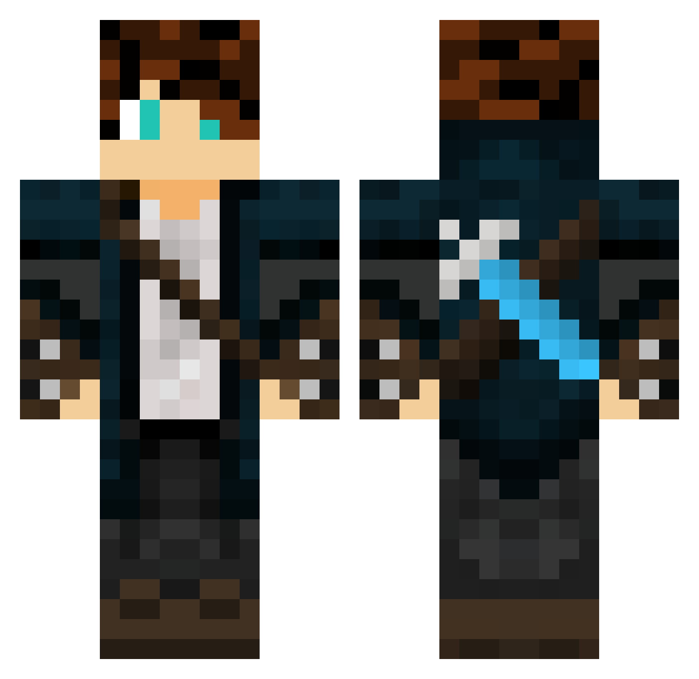 Firers Minecraft skin, front and back view