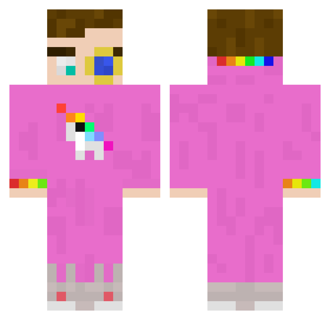 Mixanelka Minecraft skin, front and back view