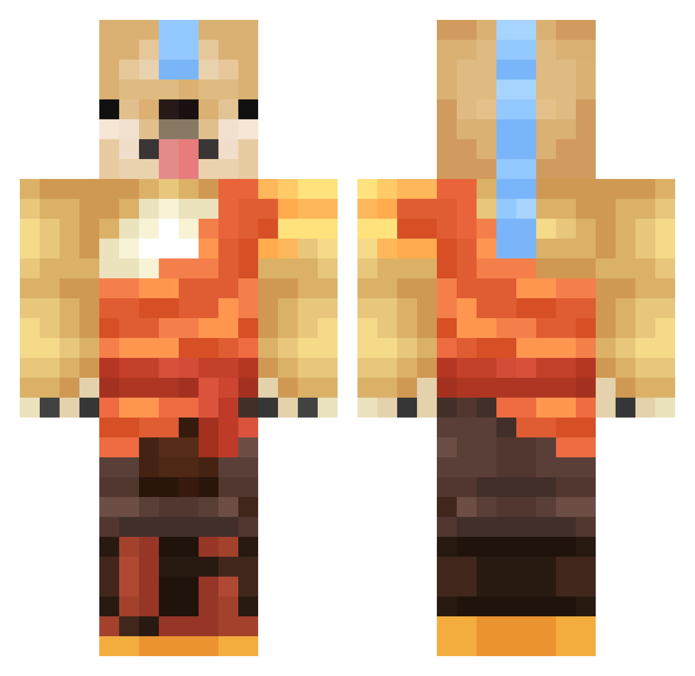 theat3r Minecraft skin, front and back view