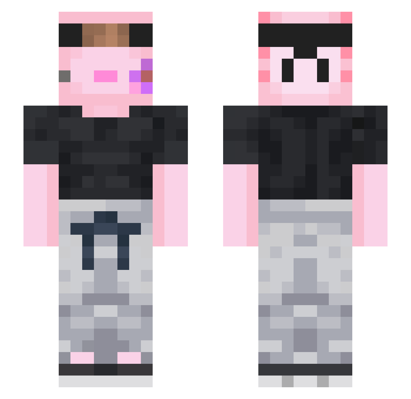 Zzexe Minecraft skin, front and back view