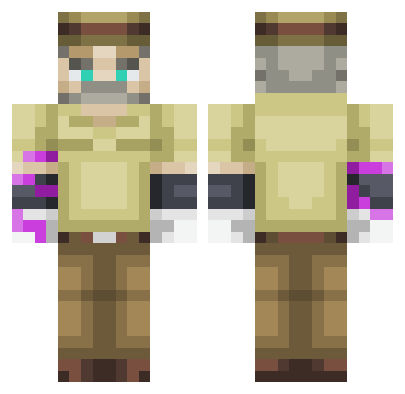 Caancer Minecraft skin, front and back view