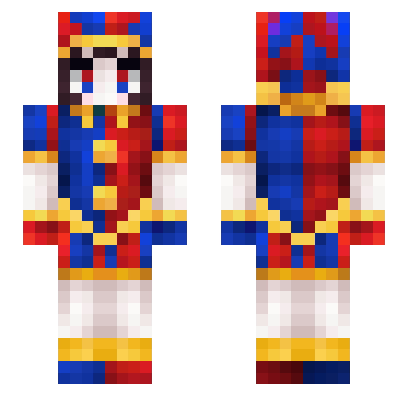 Watajones Minecraft skin, front and back view