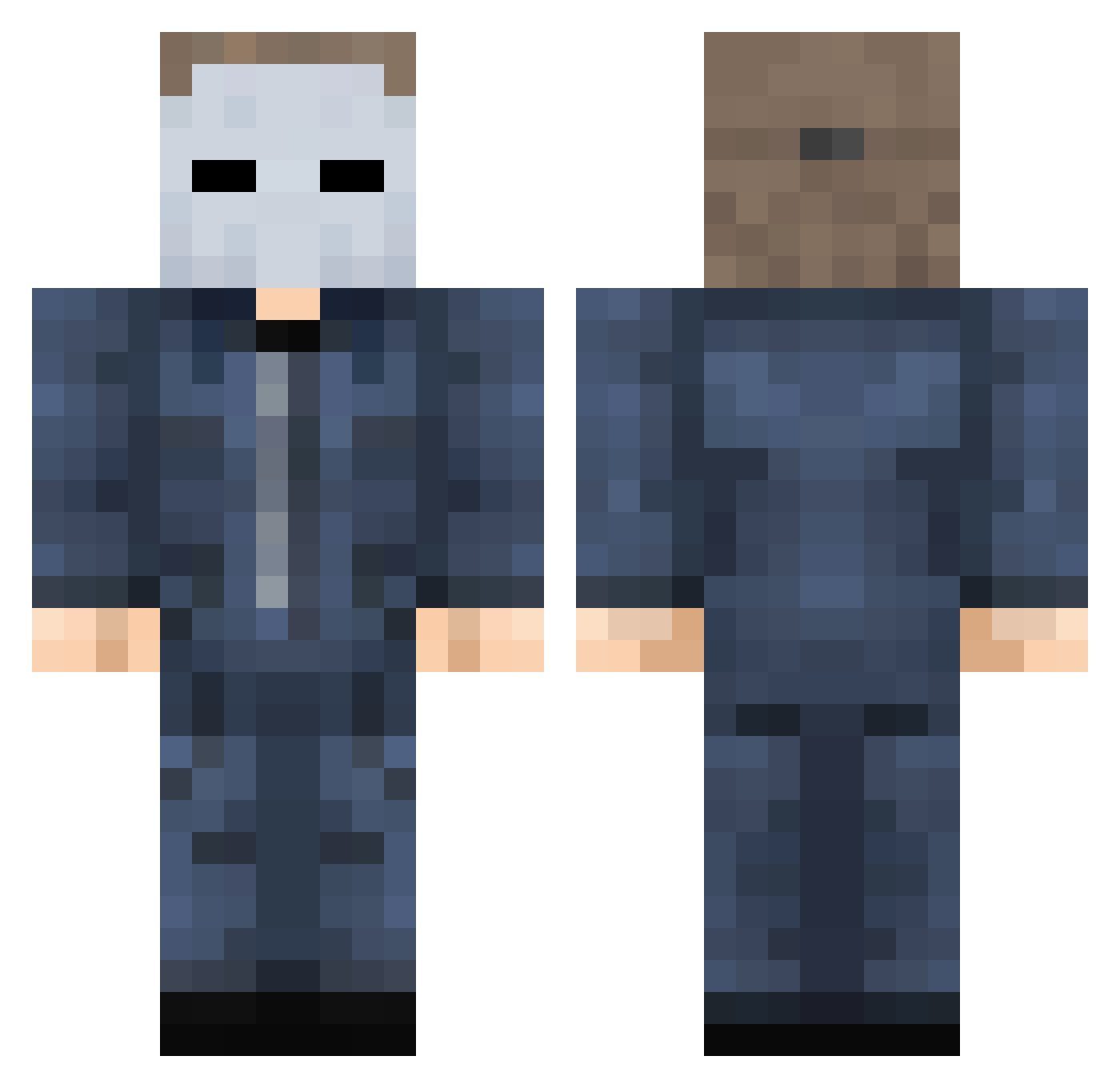 RailHake Minecraft skin, front and back view