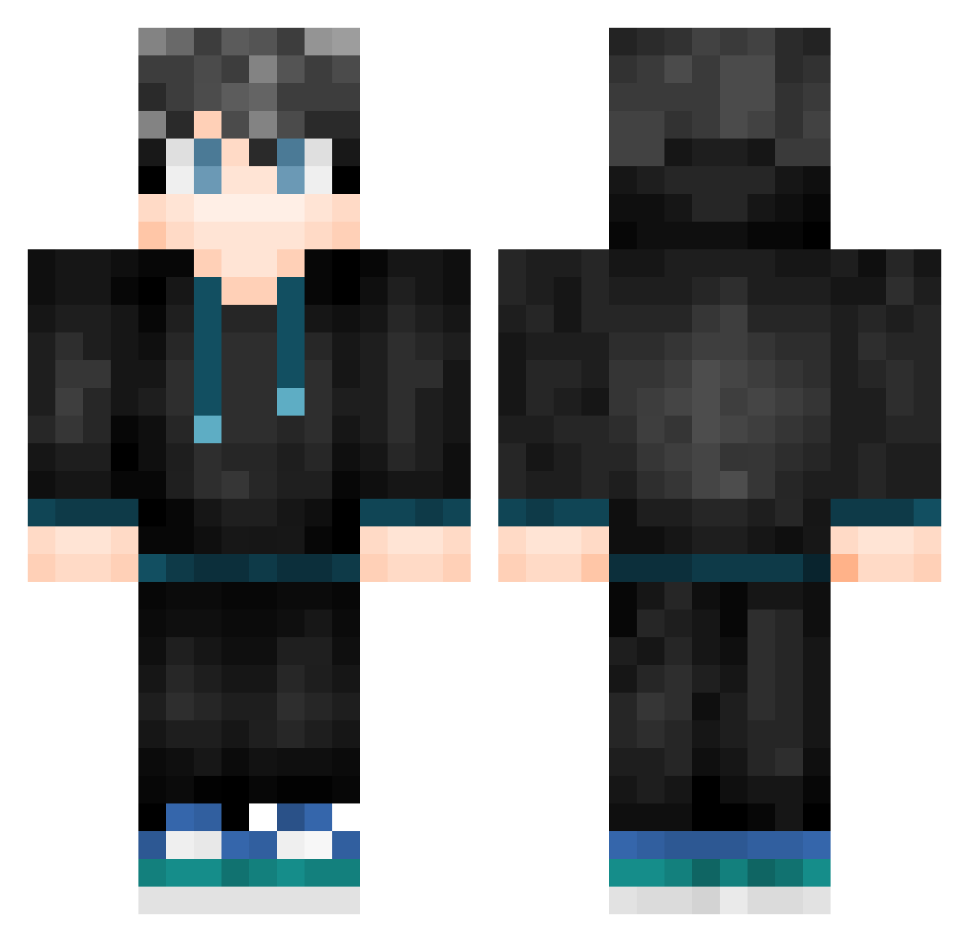 zhoumojun Minecraft skin, front and back view