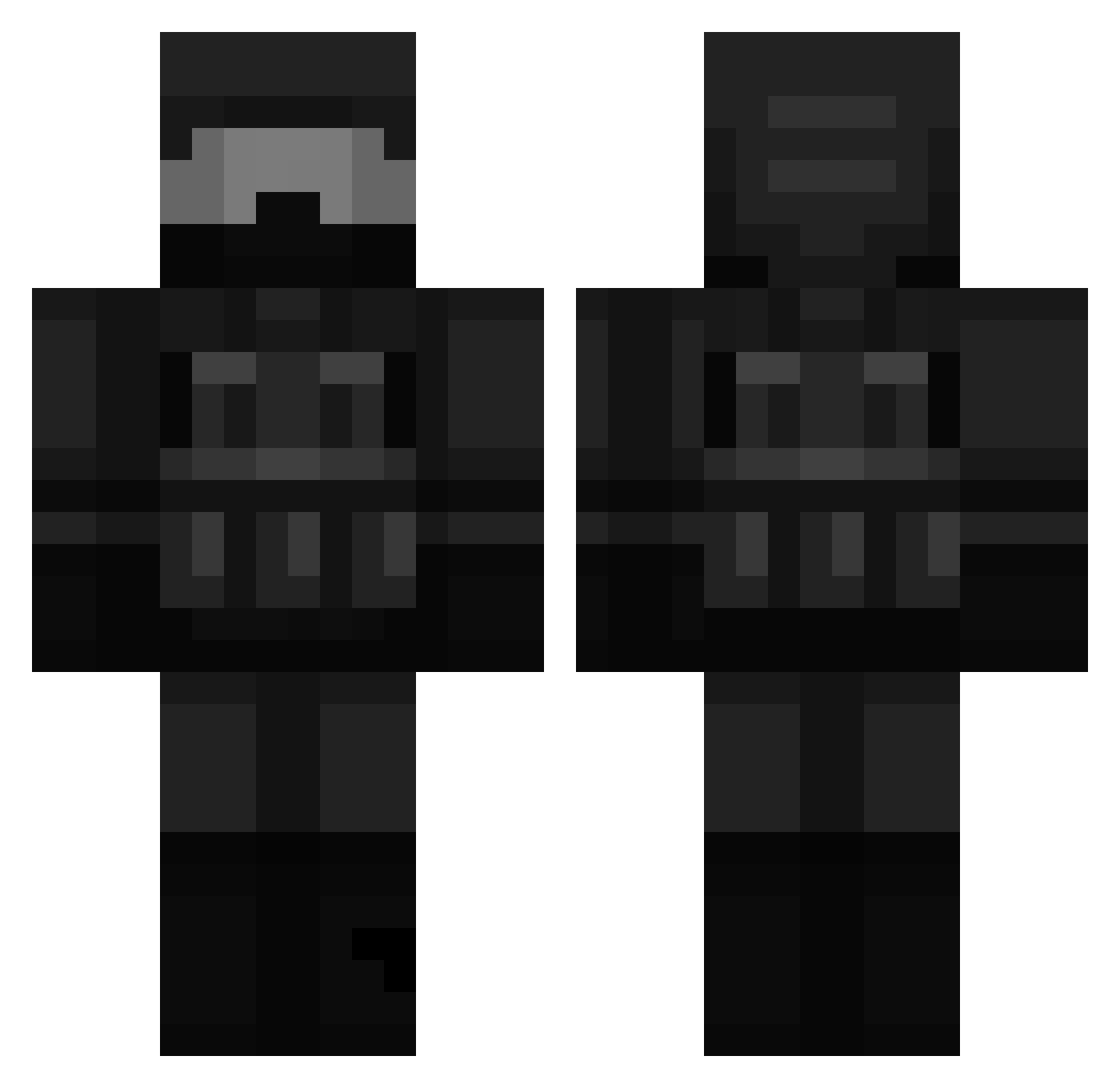 theD4RKwarrior Minecraft skin, front and back view