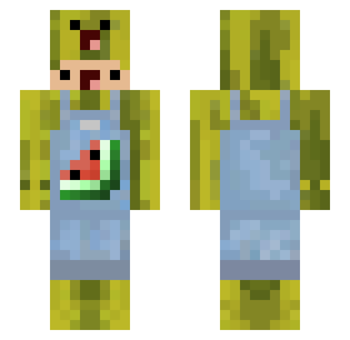 Staecher Minecraft skin, front and back view