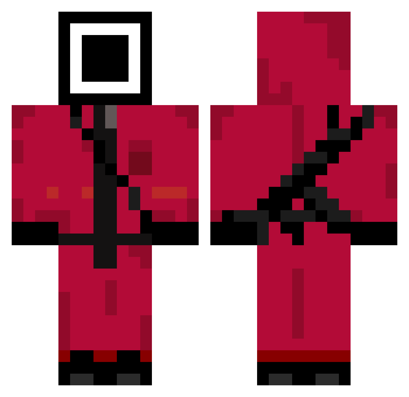 Rache0 Minecraft skin, front and back view