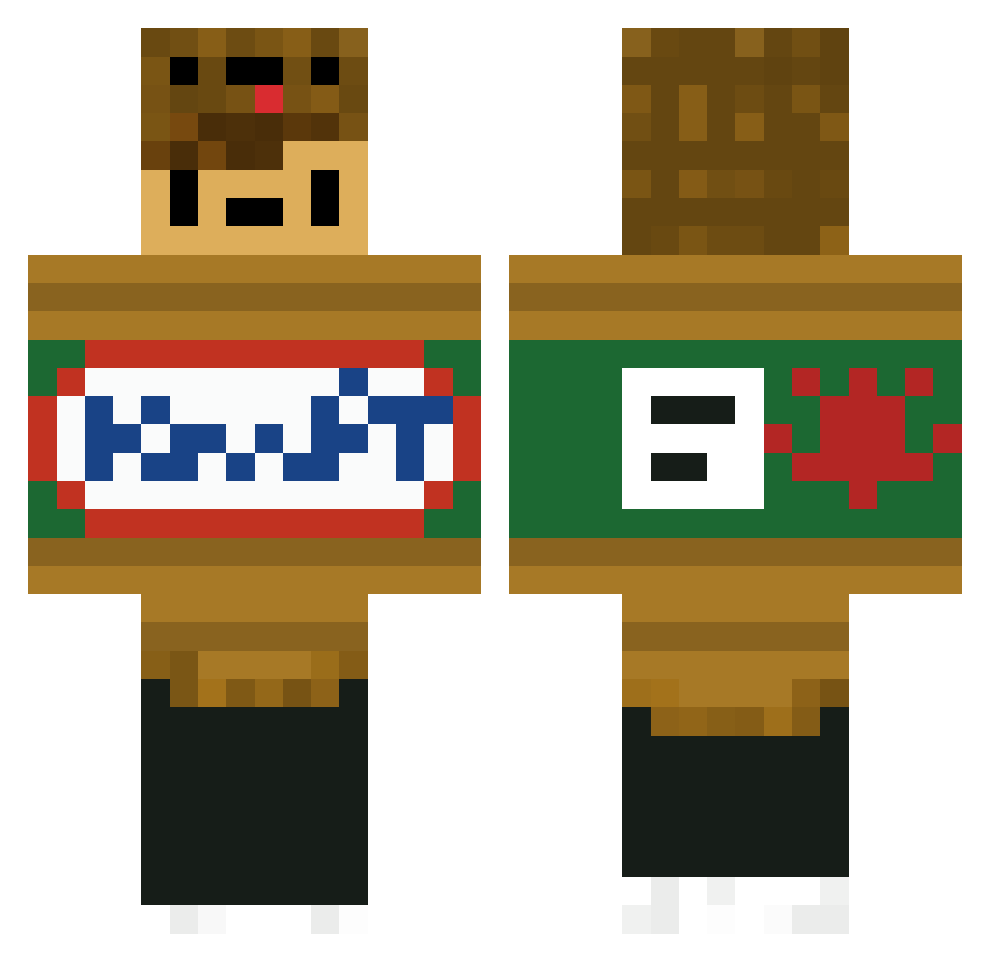 peanutbuttercore Minecraft skin, front and back view