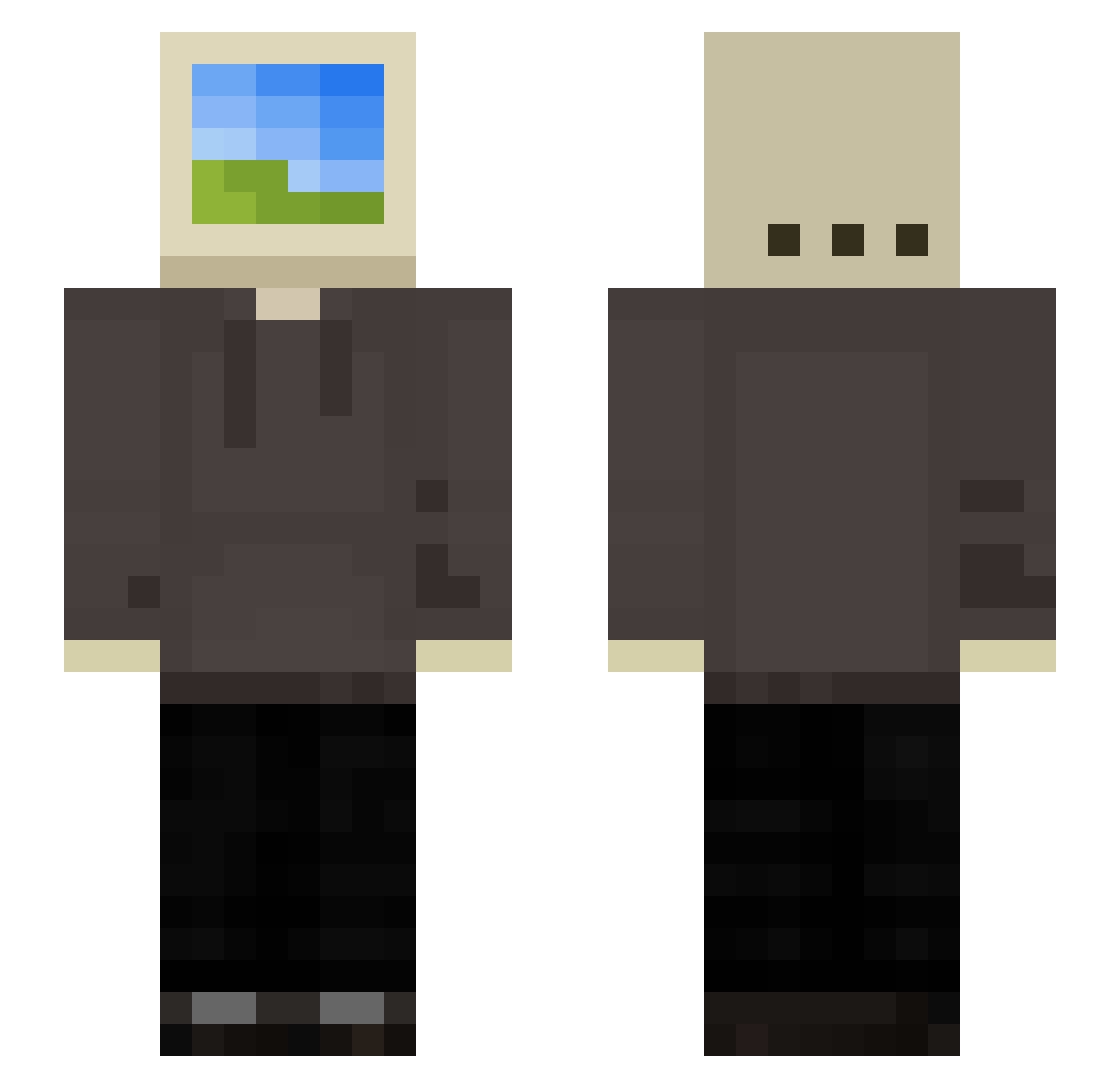 Introverse Minecraft skin, front and back view