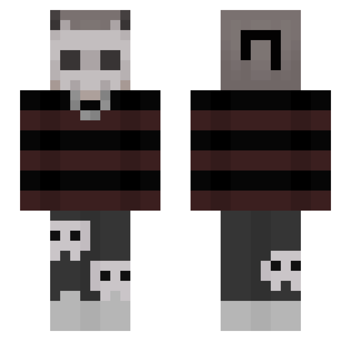 UnreliablyToxic Minecraft skin, front and back view