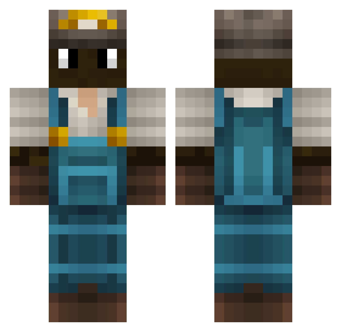 Kellerbanane Minecraft skin, front and back view