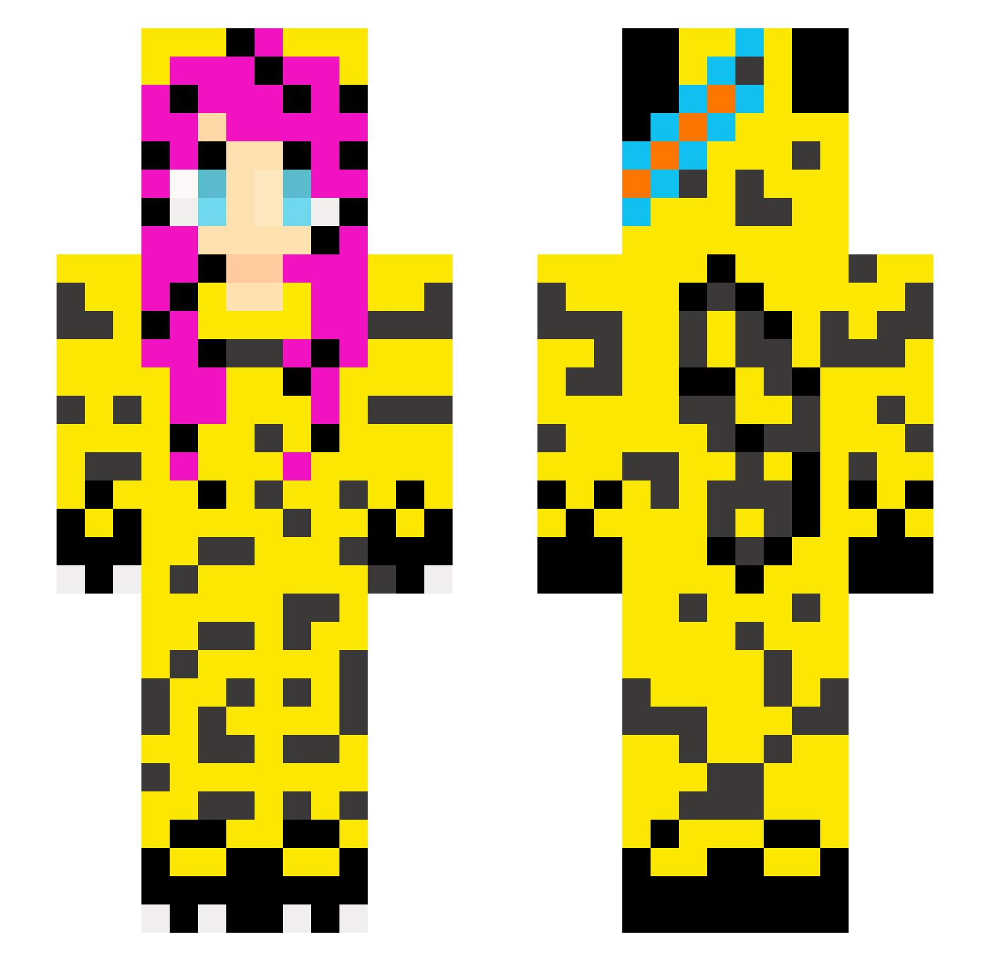 mykelslair Minecraft skin, front and back view