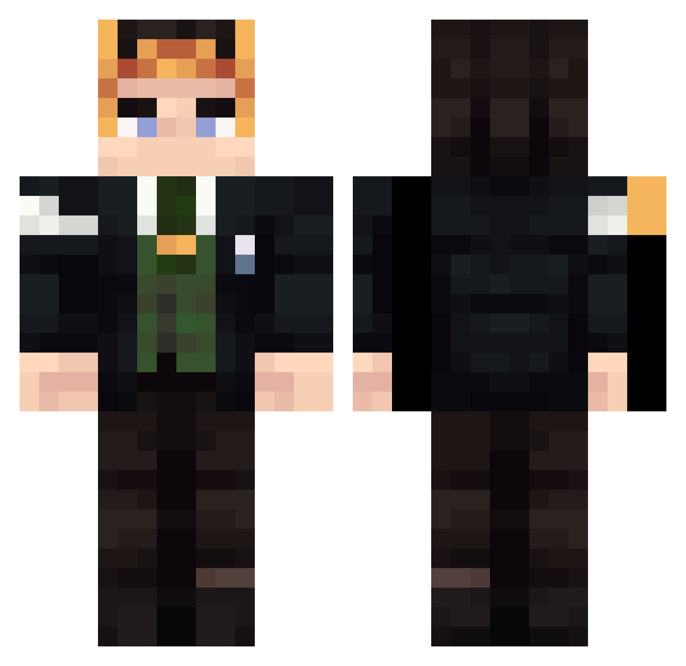 Guslim Minecraft skin, front and back view