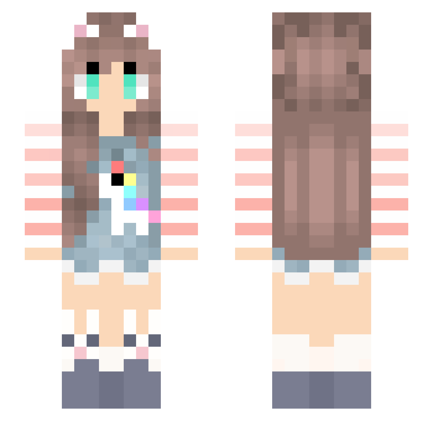 Lin_xire Minecraft skin, front and back view