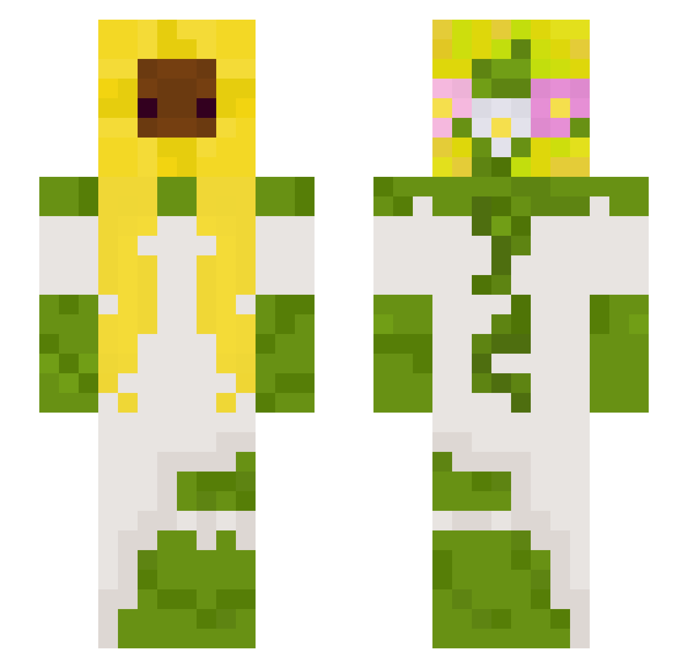 sunglhf Minecraft skin, front and back view