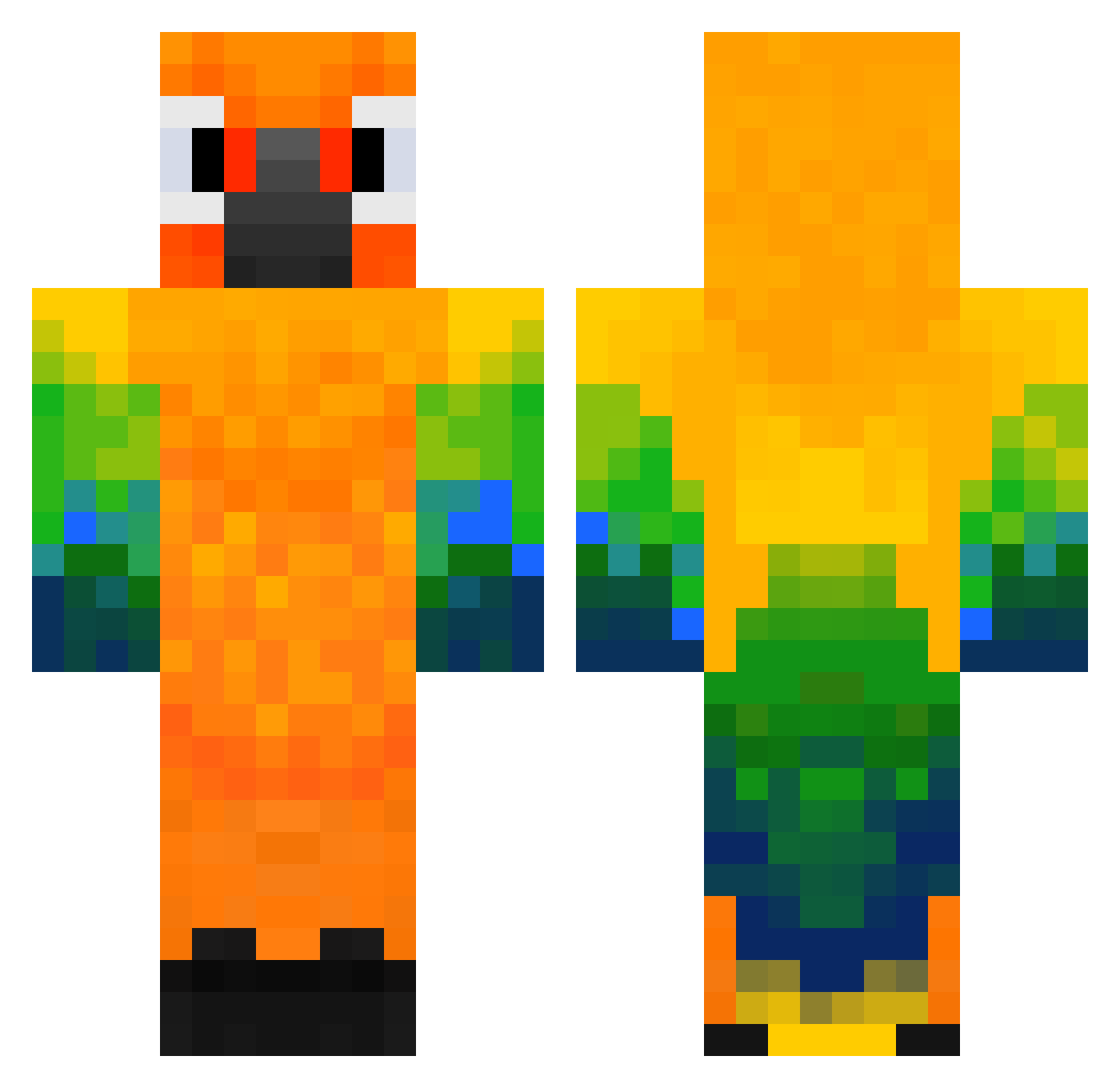 Tator_Thot Minecraft skin, front and back view