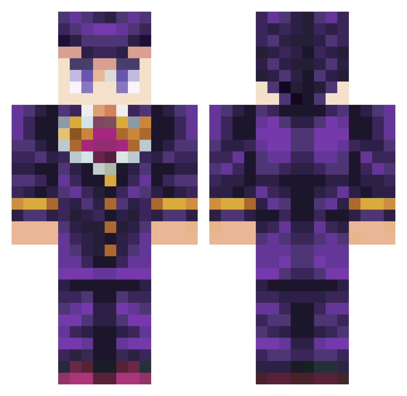 MiloKatt Minecraft skin, front and back view