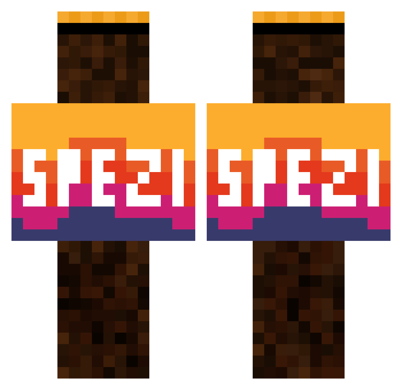 ItzzSpezi Minecraft skin, front and back view