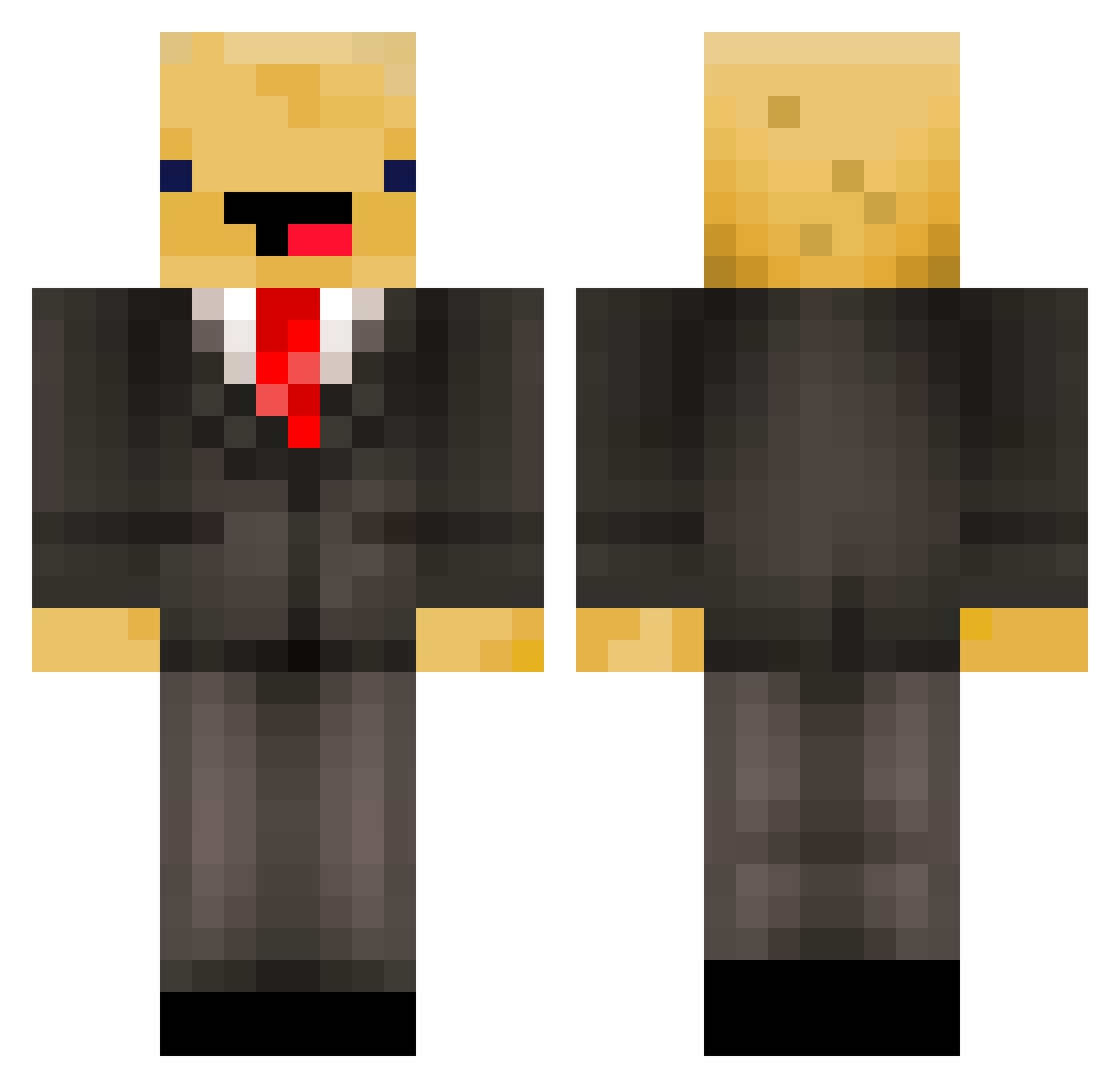 qNever Minecraft skin, front and back view