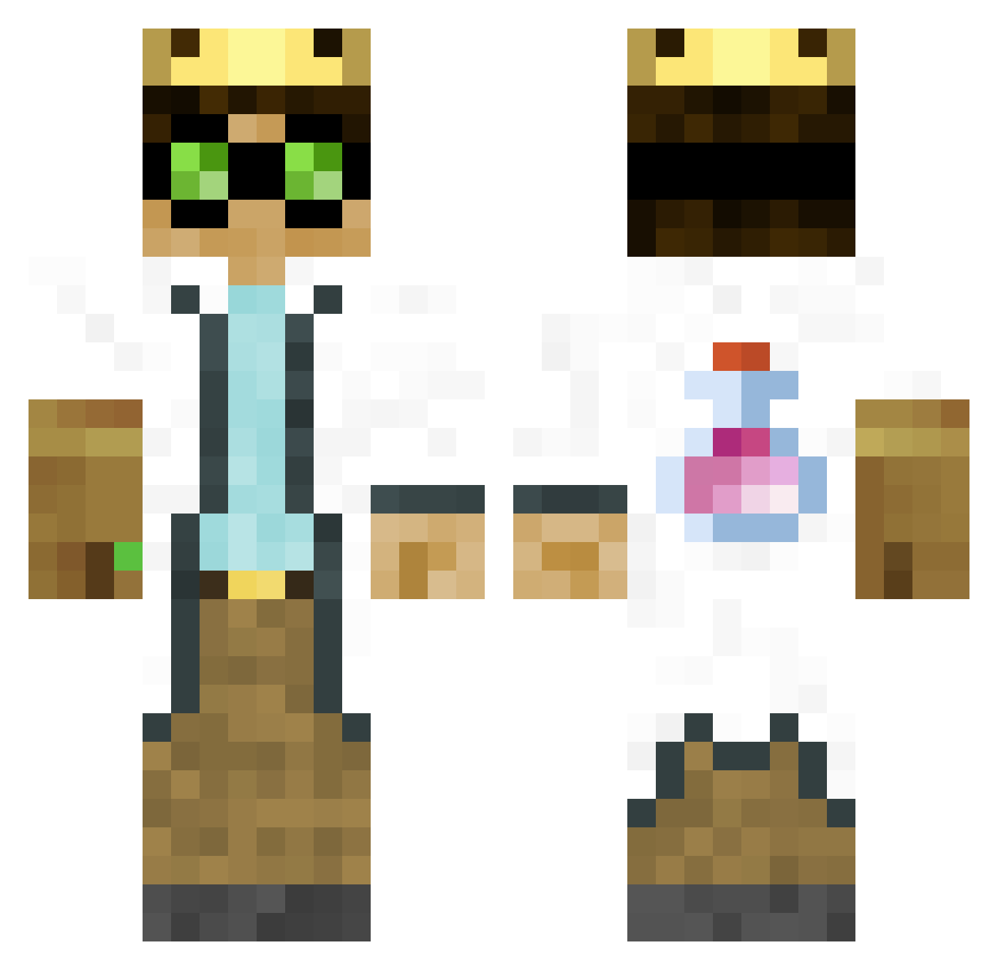 Sadafule Minecraft skin, front and back view