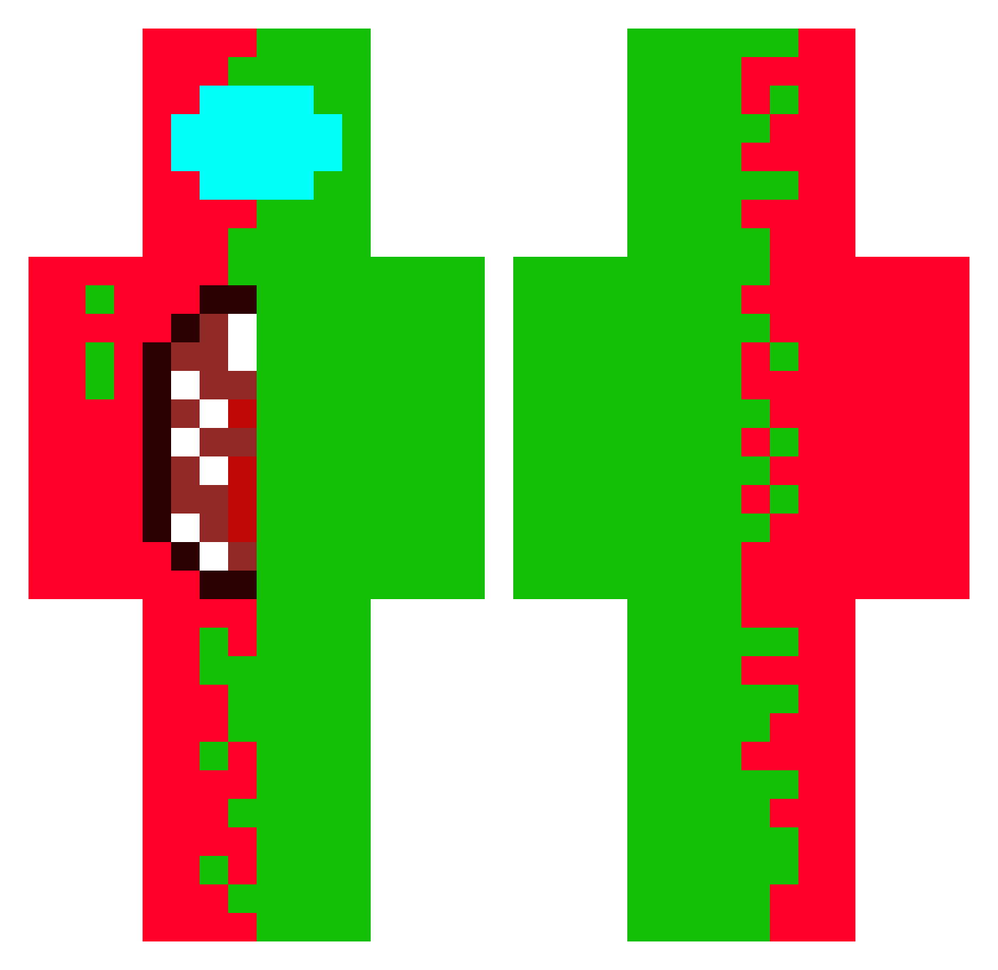 HyperBuilder14 Minecraft skin, front and back view