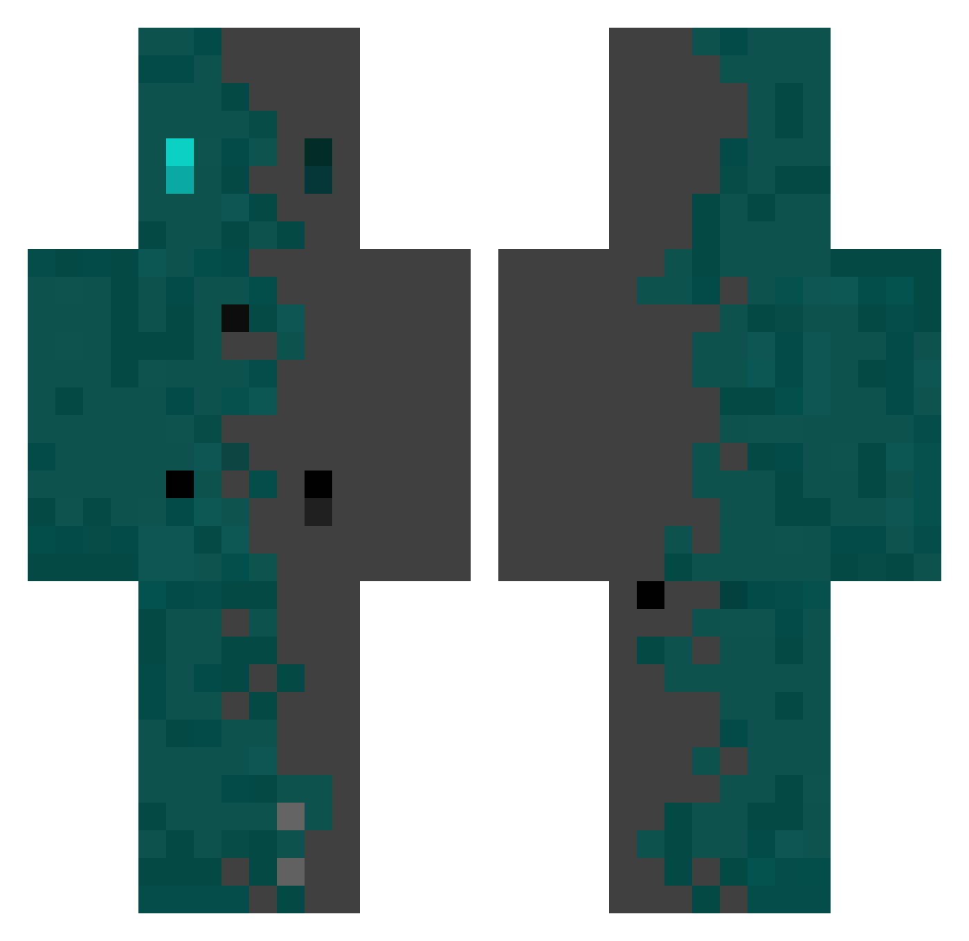 Skullpted Minecraft skin, front and back view
