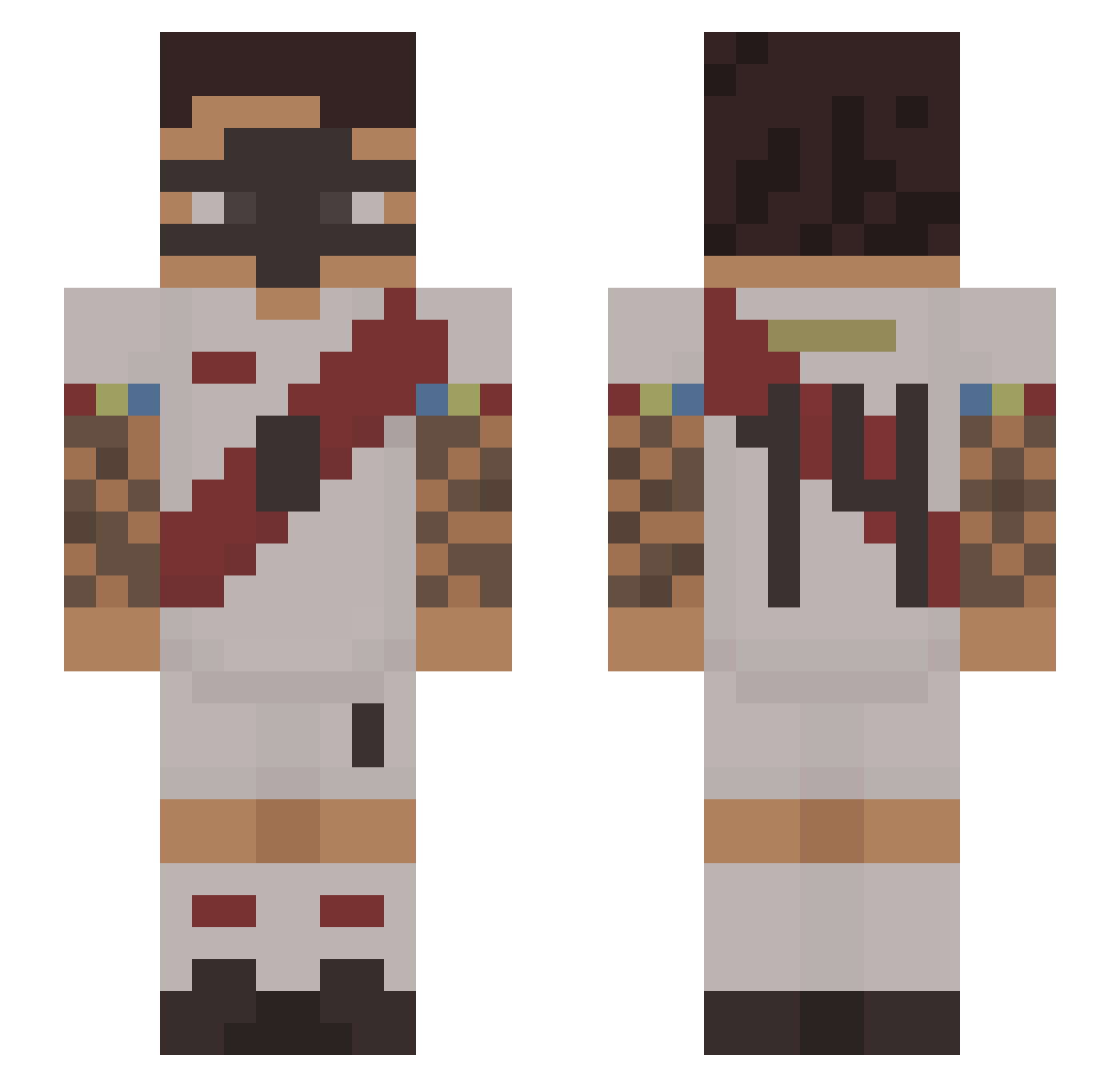 TheKx_OP Minecraft skin, front and back view