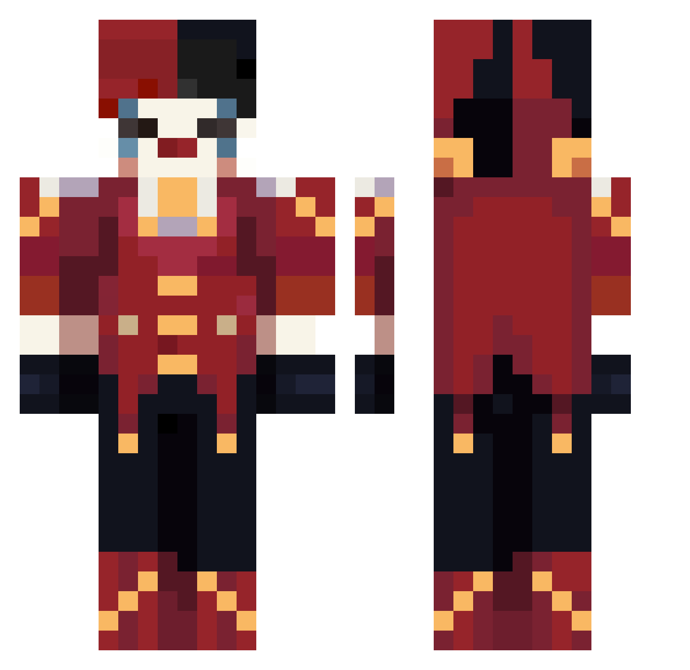 Nollow Minecraft skin, front and back view