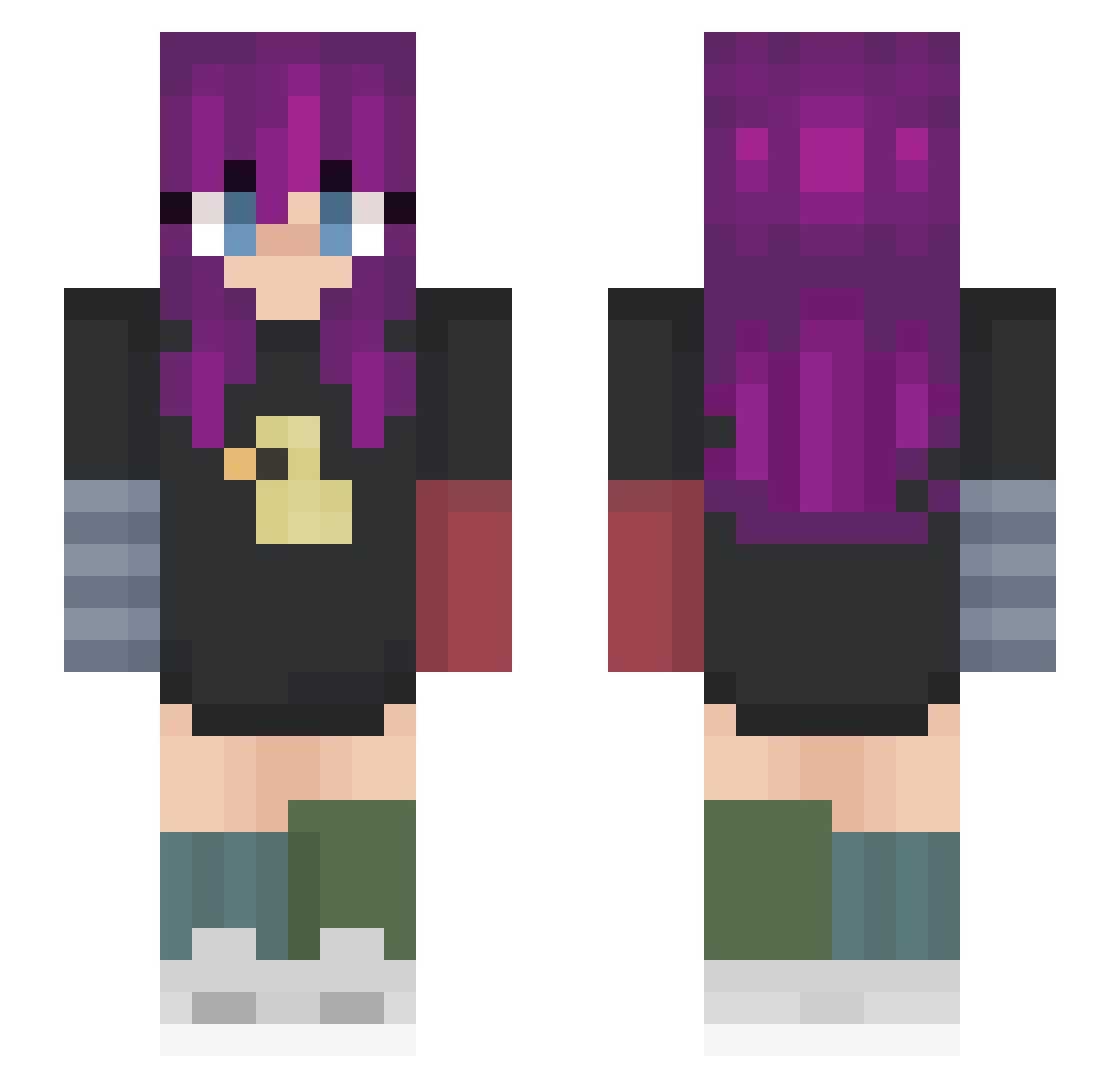 unangry Minecraft skin, front and back view