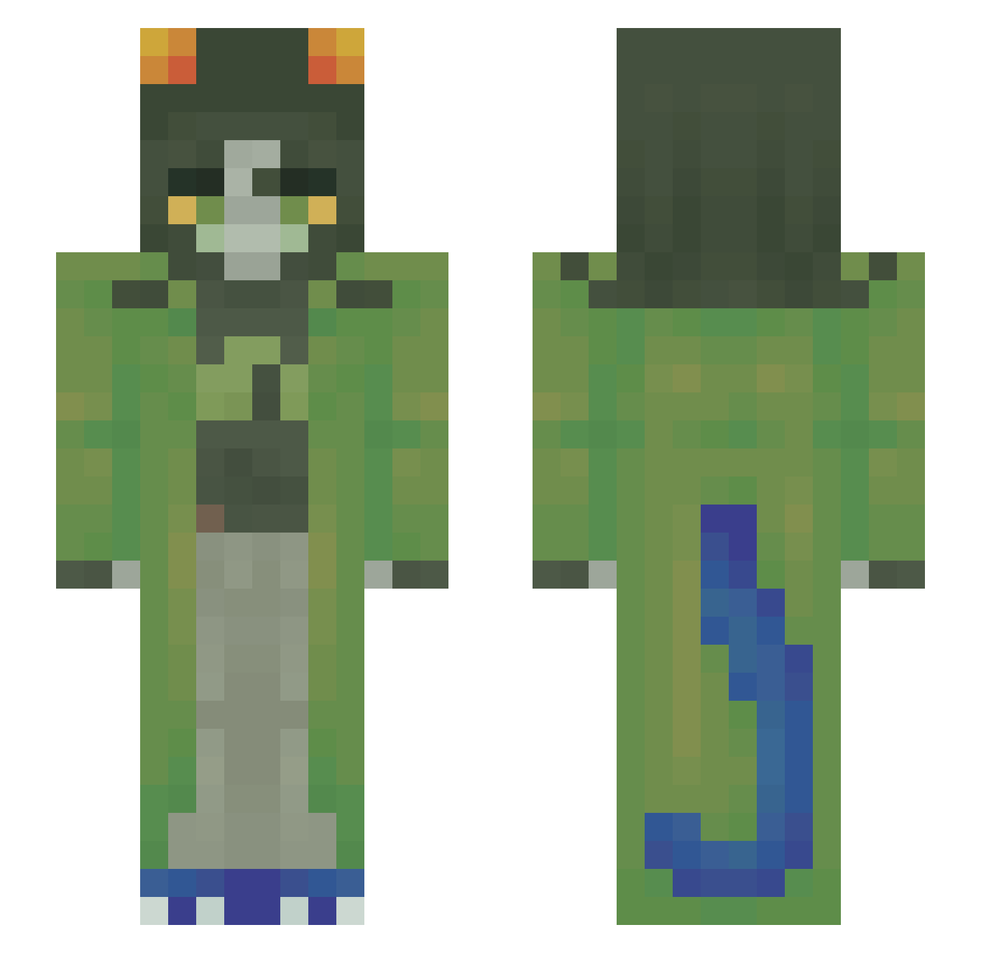 SR4FM Minecraft skin, front and back view