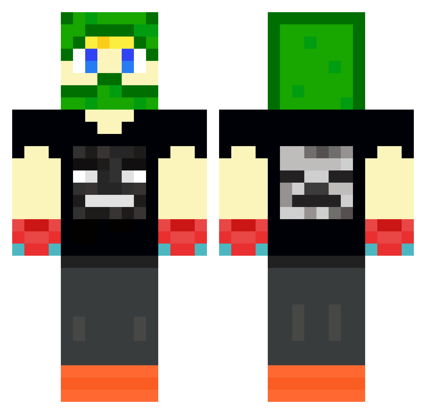 TradingLlama Minecraft skin, front and back view