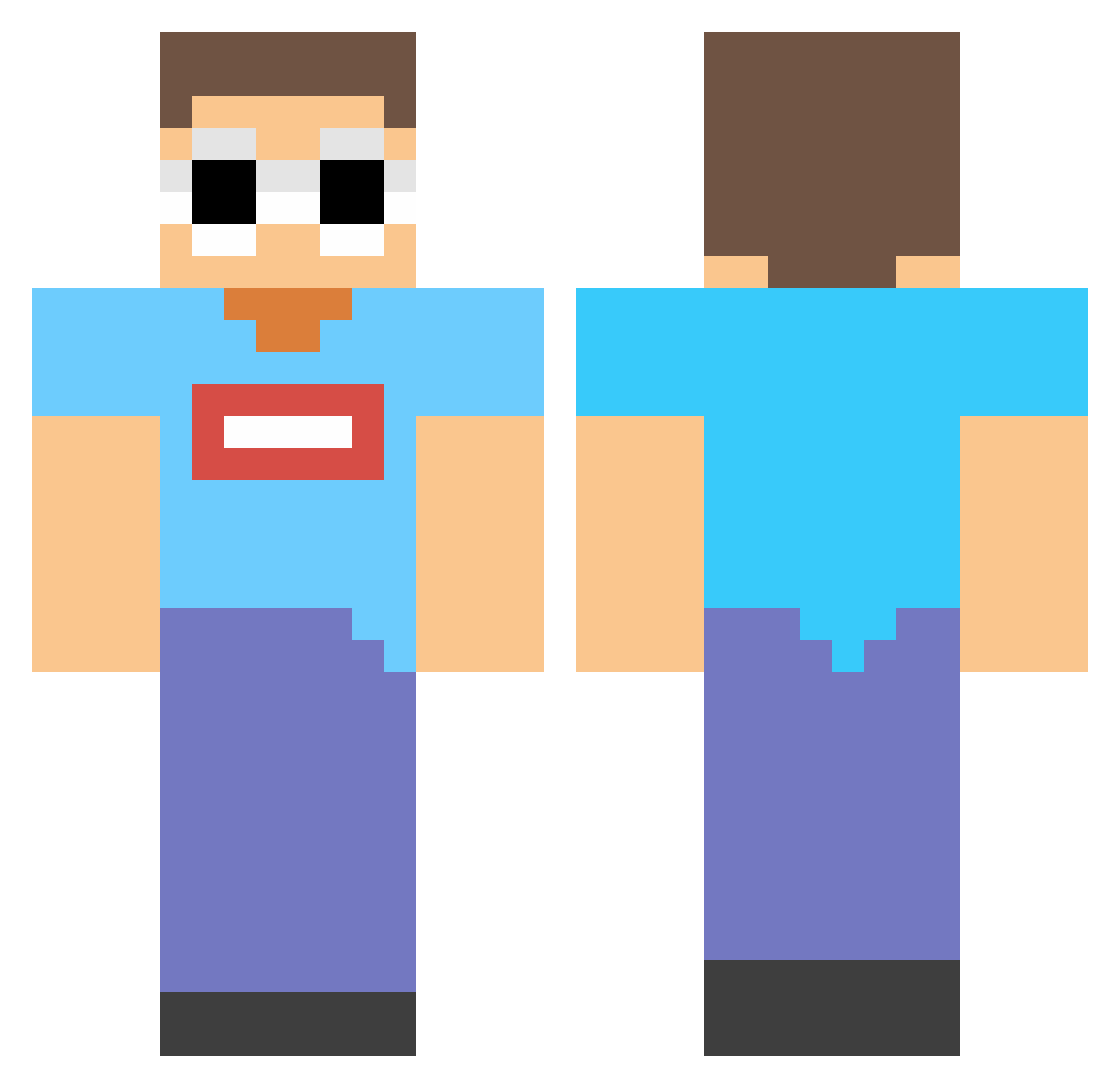 TaoTaoINK Minecraft skin, front and back view