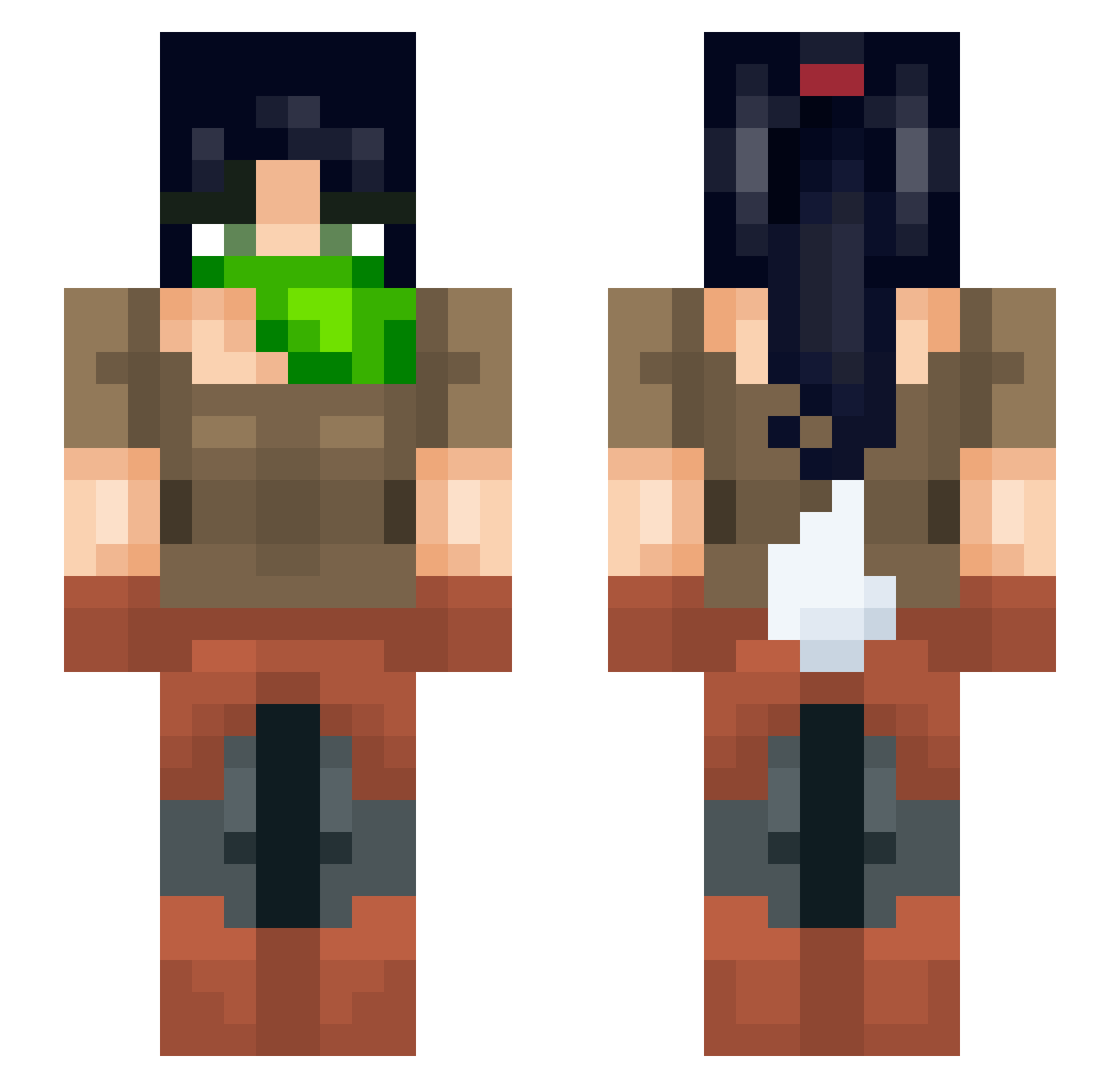 Dancingolem Minecraft skin, front and back view