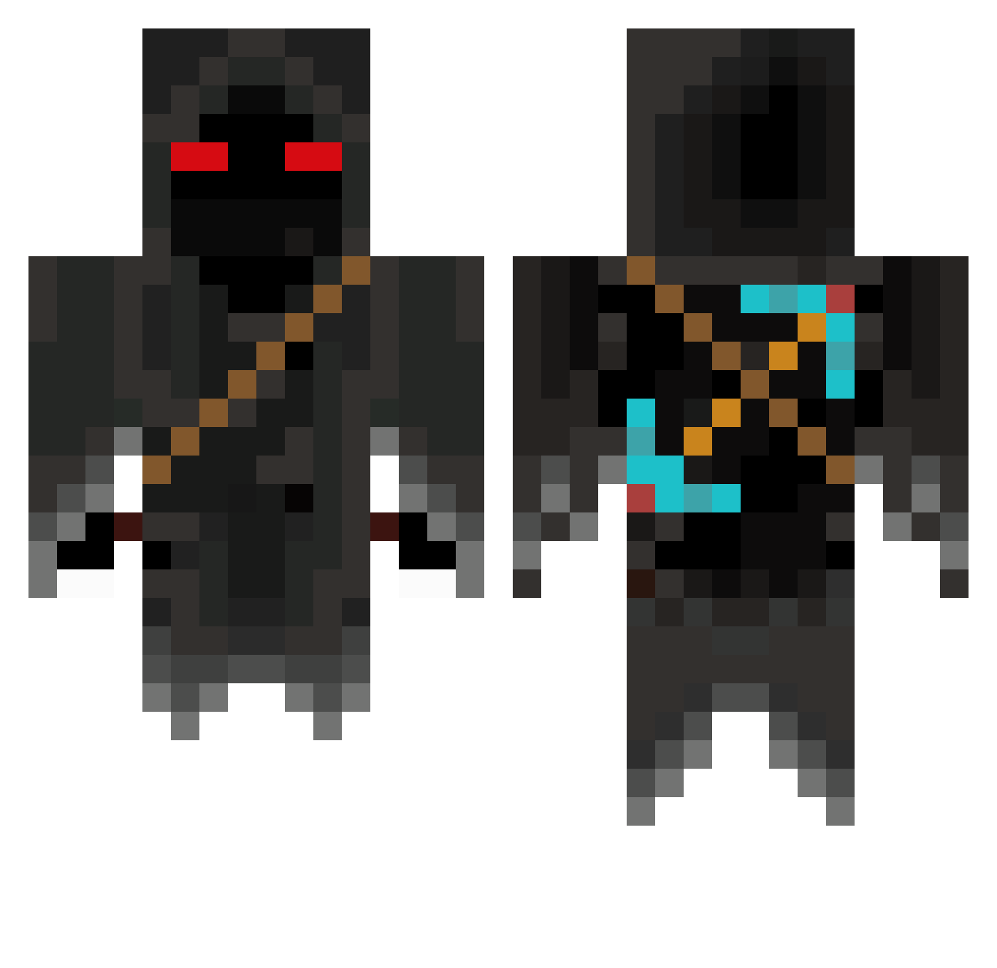 Rippor Minecraft skin, front and back view